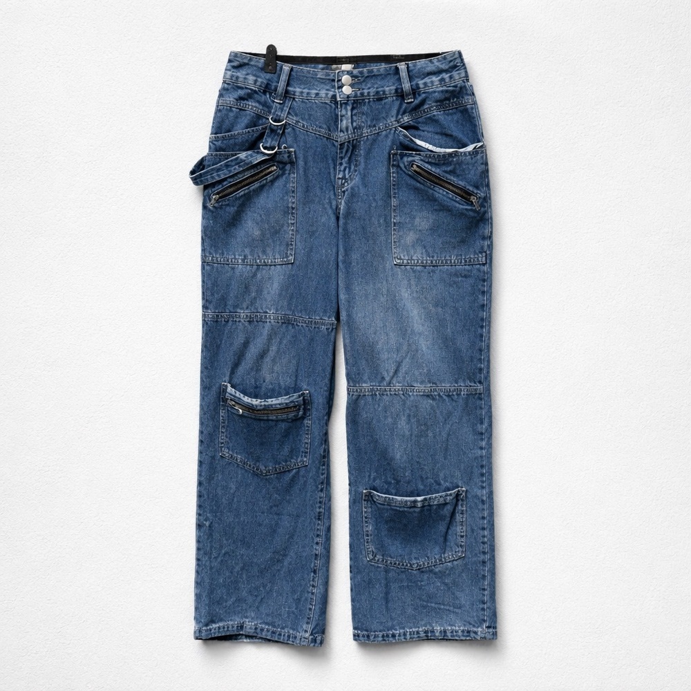Fashion Nova Blue Utility Denim Pants
